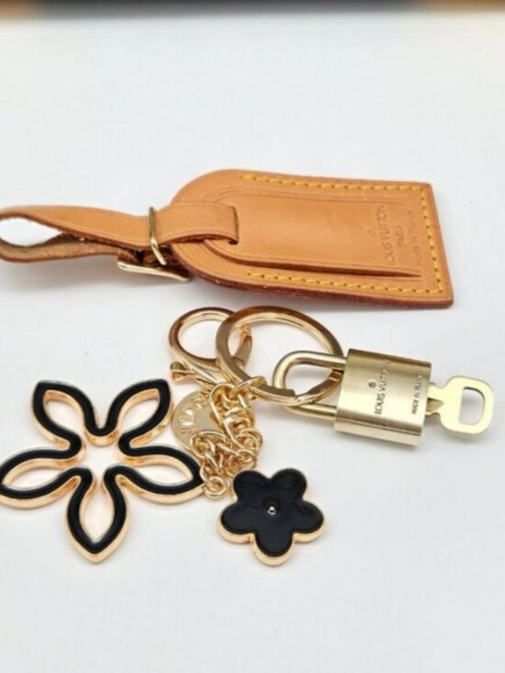 Authentic Louis Vuitton Luggage Nametag and Gold Padlock with Unbranded Keycharm - Picture 10 of 13
